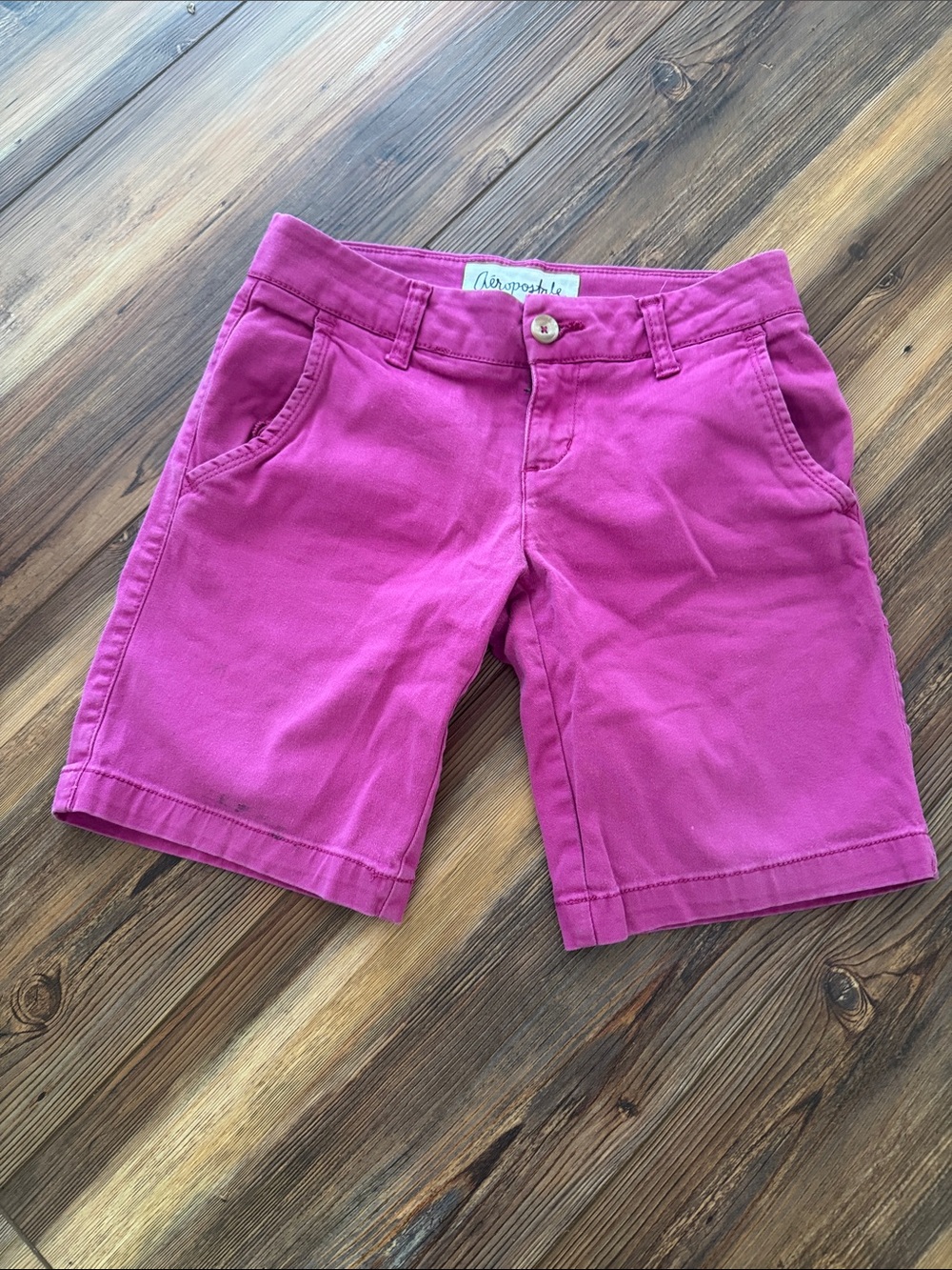 Aeropostale Women's Hot Pink Chino Bermuda Shorts